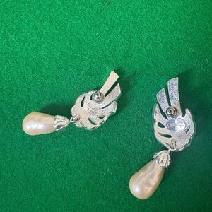 Cameo Silver and Cream Drop Earrings by Carol Lee